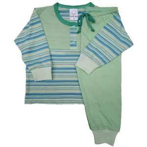 0275 Pijama Algodão Listrado Verde Polo com Calça Verde M